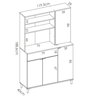 Mueble Auxiliar Wok con 4 Puertas y 1 Cajón