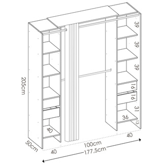 Kit Vestidor Suit 4 Cajones y Cortina 