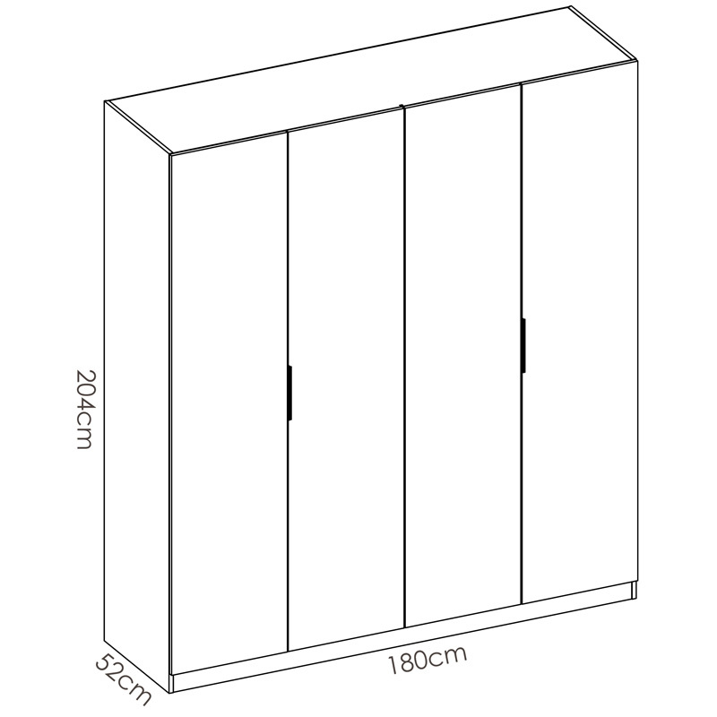 Armario Essen 4 Puertas Blanco Brillo 52 x 180 x 204 cm