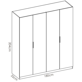 Armario Essen 4 Puertas Blanco Brillo 52 x 180 x 204 cm