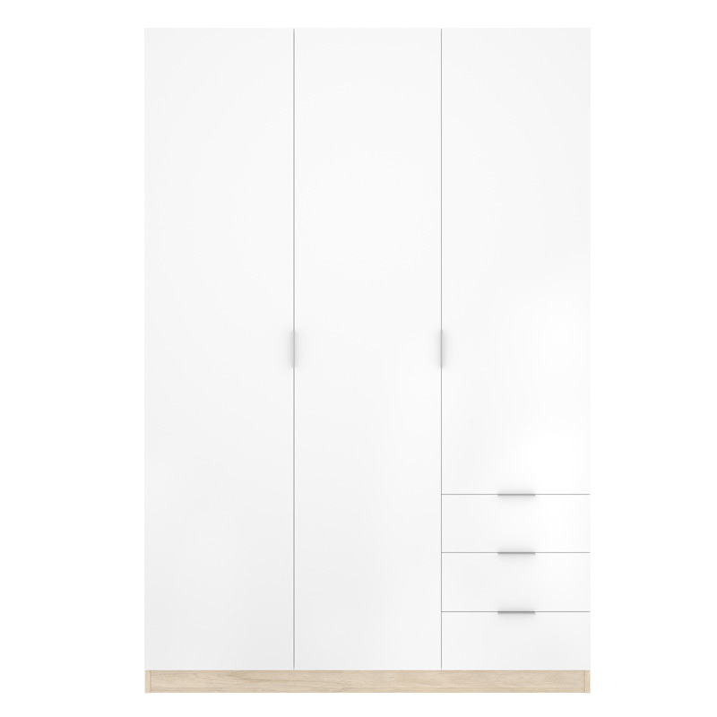 Armario Essen 3 Puertas Natural Blanco Brillo 52 x 121 x 184 cm