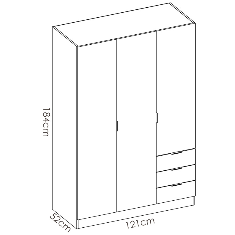 Armario Essen 3 Puertas Natural Blanco Brillo 52 x 121 x 184 cm