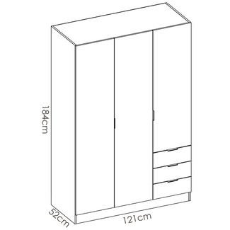 Armario Essen 3 Puertas Natural Blanco Brillo 52 x 121 x 184 cm