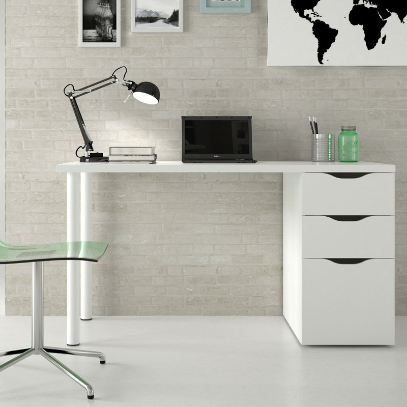 Mesa Escritorio Reversible Sansa Blanco Artik 2 Cajones 