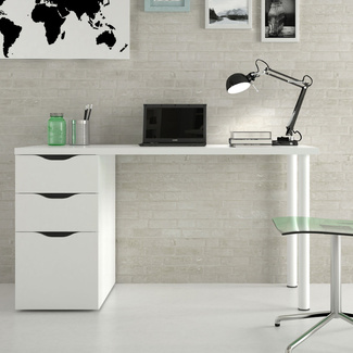 Mesa Escritorio Reversible Sansa Blanco Artik 2 Cajones 