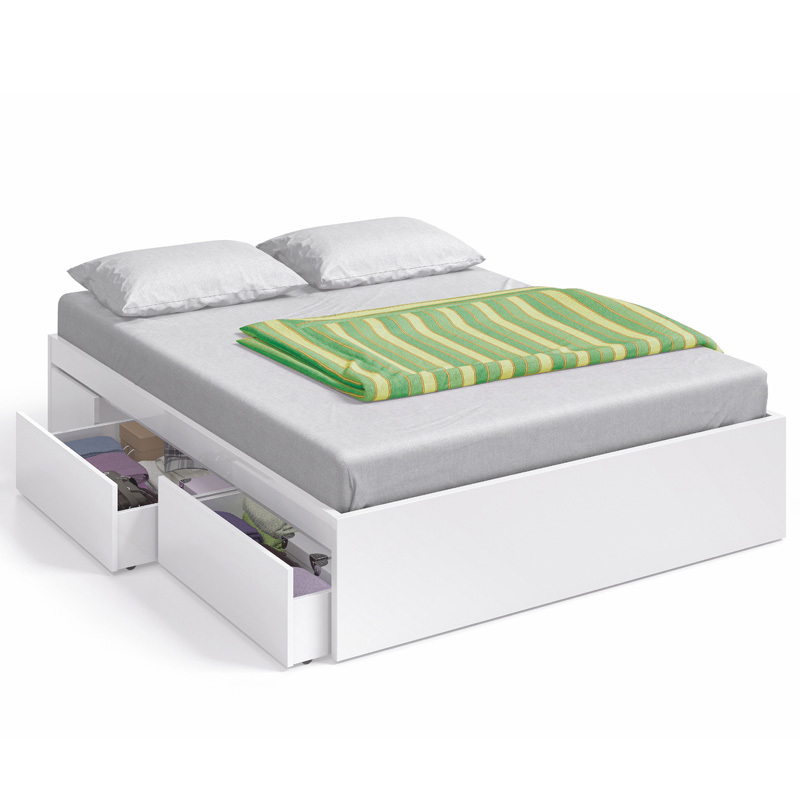 Cama Bed 150 con 4 Cajones Blanco Artik 