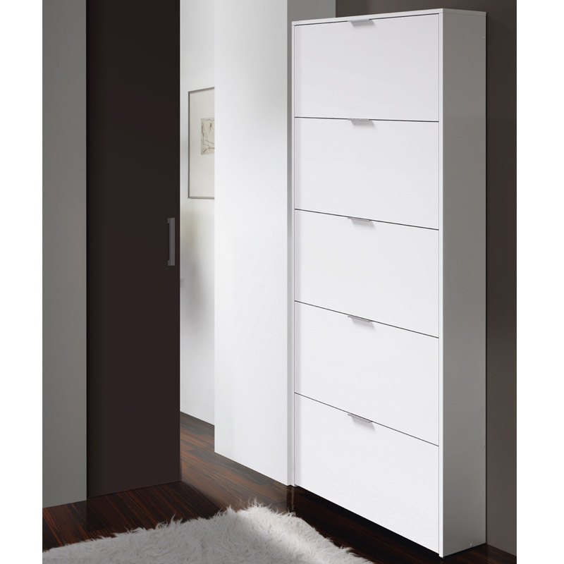Zapatero Maelys Blanco Brillo 5 Puertas Abatibles
