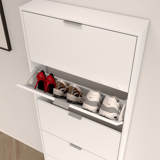 Zapatero Maelys Blanco Brillo 5 Puertas Abatibles