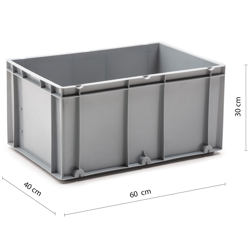 Caja de Plastico Norma Europa Gris Cerrada 40 x 60 x 30 cm