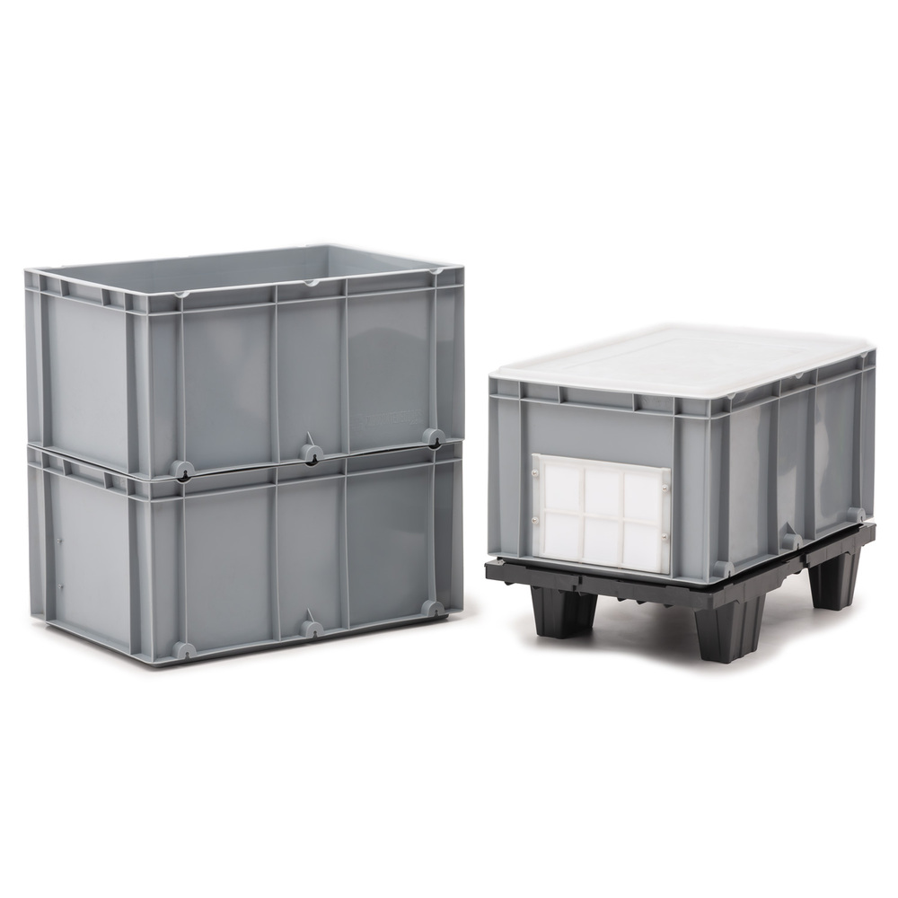 Caja de Plastico Norma Europa Gris Cerrada 40 x 60 x 30 cm