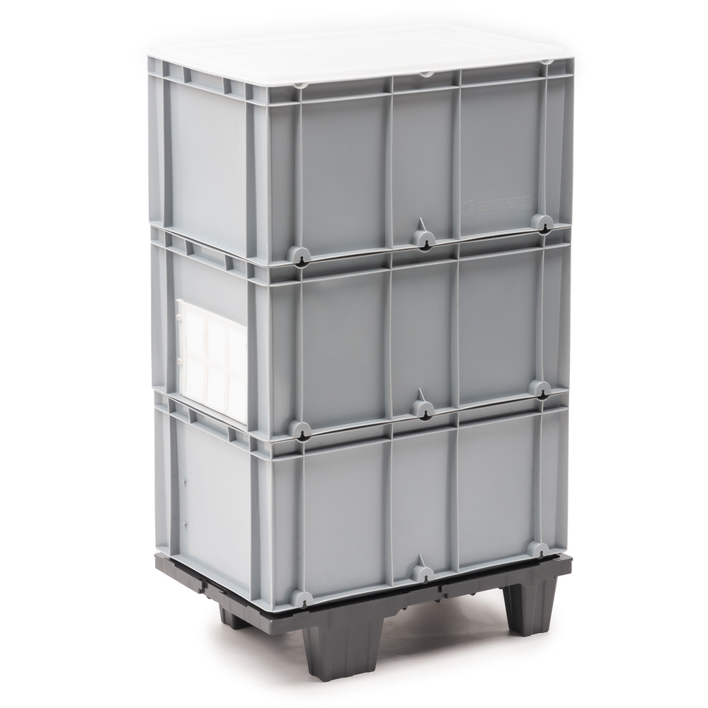 Caja de Plastico Norma Europa Gris Cerrada 40 x 60 x 30 cm