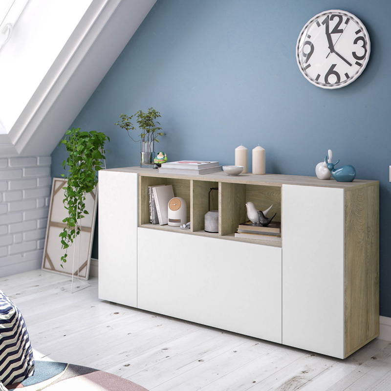 Aparador Mia 3 Puertas Roble Alaska Blanco Artik