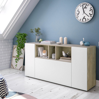 Aparador Mia 3 Puertas Roble Alaska Blanco Artik