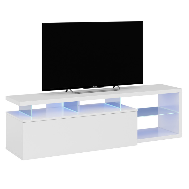 Mueble de Televisión Led-Tech Blanco Brillo 1 Puerta Abatible