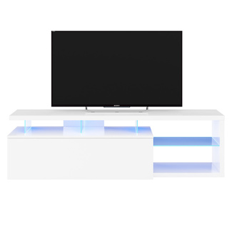 Mueble de Televisión Led-Tech Blanco Brillo 1 Puerta Abatible