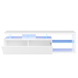 Mueble de Televisión Led-Tech Blanco Brillo 1 Puerta Abatible