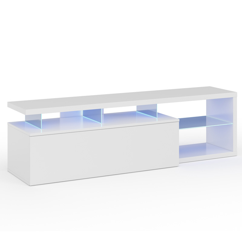 Mueble de Televisión Led-Tech Blanco Brillo 1 Puerta Abatible