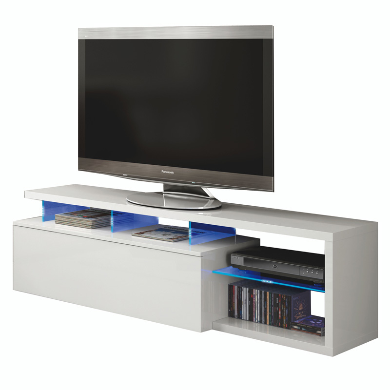 Mueble de Televisión Led-Tech Blanco Brillo 1 Puerta Abatible