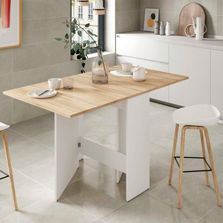 Mesa Cocina Fly Alas Abatibles Blanco Artik Roble Canadian
