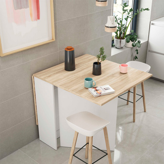 Mesa Cocina Fly Alas Abatibles Blanco Artik Roble Canadian