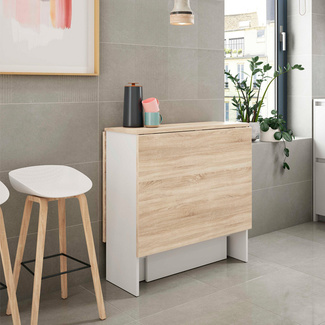 Mesa Cocina Fly Alas Abatibles Blanco Artik Roble Canadian