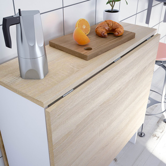 Mesa Cocina Fly Alas Abatibles Blanco Artik Roble Canadian