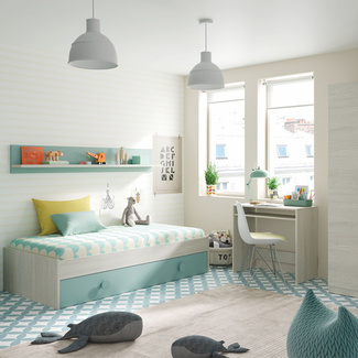 Cama Nido Juvenil Enjoy con Cajón y Estantería