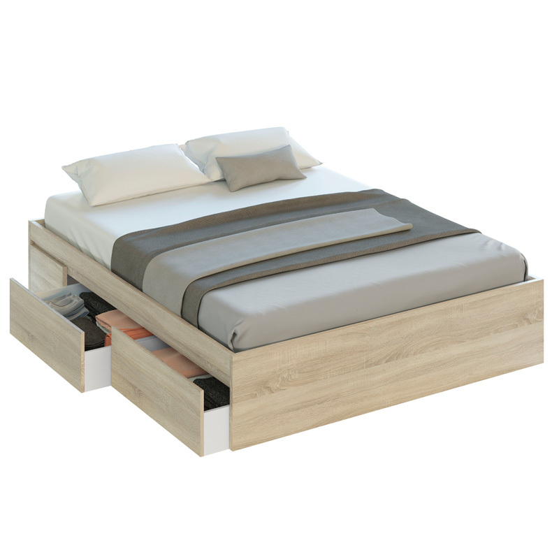 Cama Bed 150 con 4 Cajones Blanco Artik 