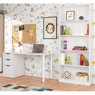 Mesa Escritorio Reversible Sansa Blanco Artik 2 Cajones 