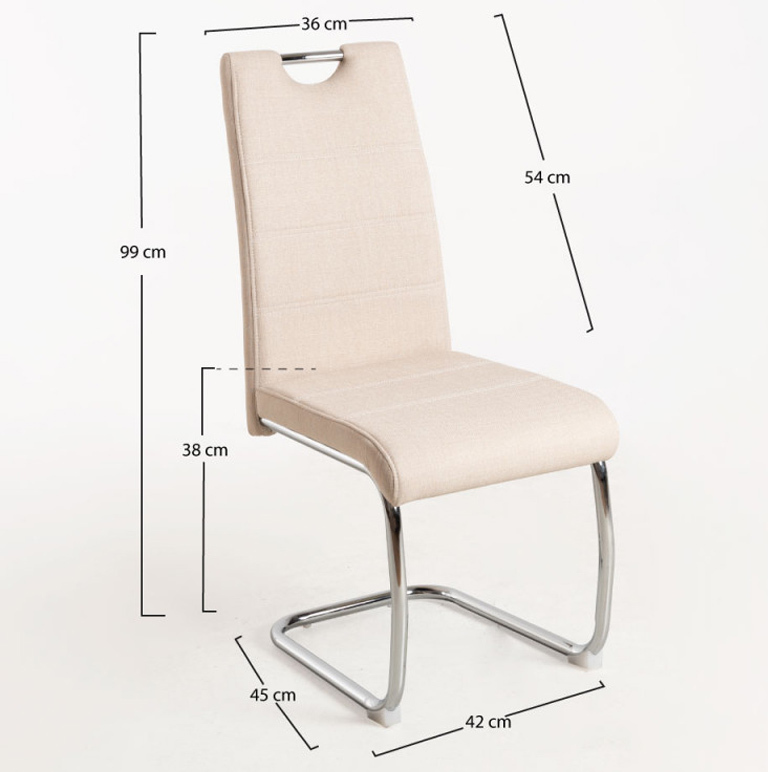 Silla Pauli Tapziada en Tela Gris Claro y Acero 45 x 40 x 99 cm