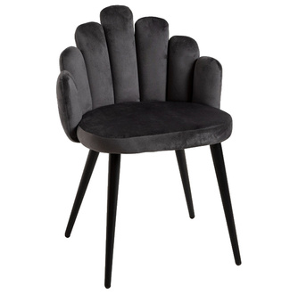 Silla Hanpe Tapizado de Terciopelo Patas Negras 42 x 48 x 77 cm 
