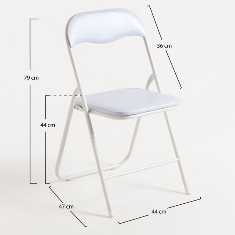 Silla Plegable Lion One de Polipiel Blanco 47 x 44 x 79 cm