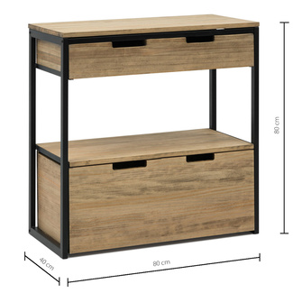 Mueble Multiusos ECO Industrial Cajón Superior Estante y Cajón Inferior 