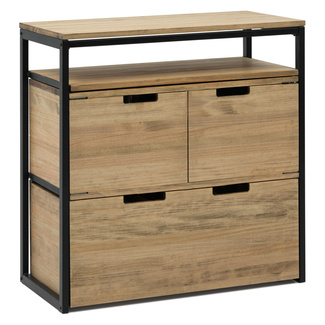 Mueble Multiusos ECO Estante Superior Cajón con Puertas y Cajón Inferior 