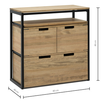 Mueble Multiusos ECO Estante Superior Cajón con Puertas y Cajón Inferior 