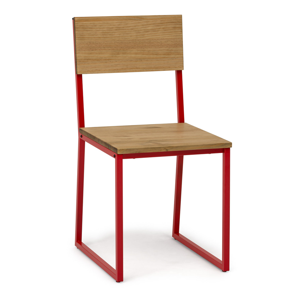 Silla Desmontable Oxford Industrial ECO Roja de Pino Efecto Vintage Marca Box Furniture