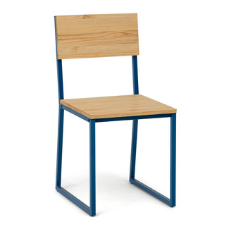 Silla Desmontable Oxford ECO Azul con Madera de Pino Natural Marca Box Furniture