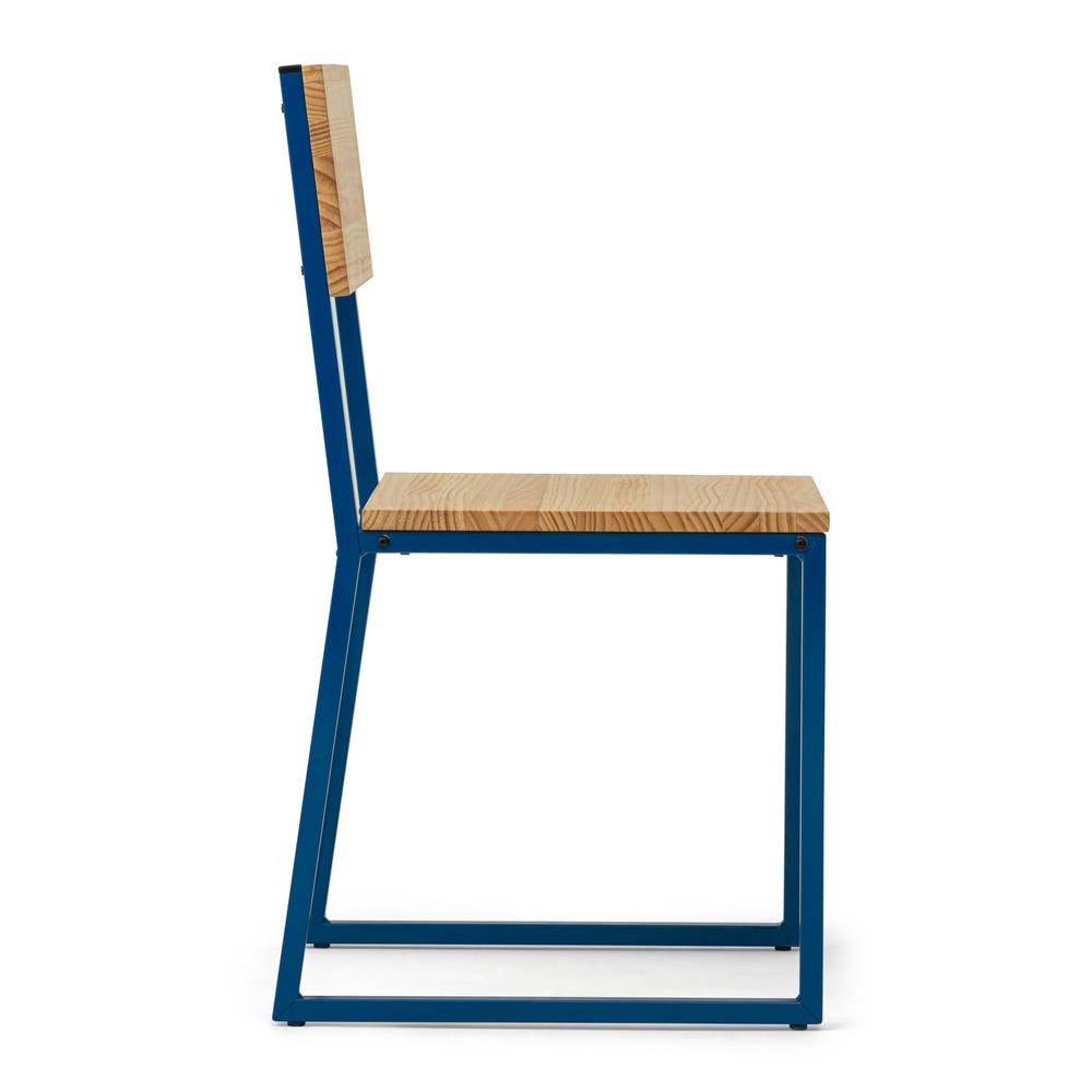 Silla Desmontable Oxford ECO Azul con Madera de Pino Natural Marca Box Furniture