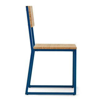 Silla Desmontable Oxford ECO Azul con Madera de Pino Natural Marca Box Furniture