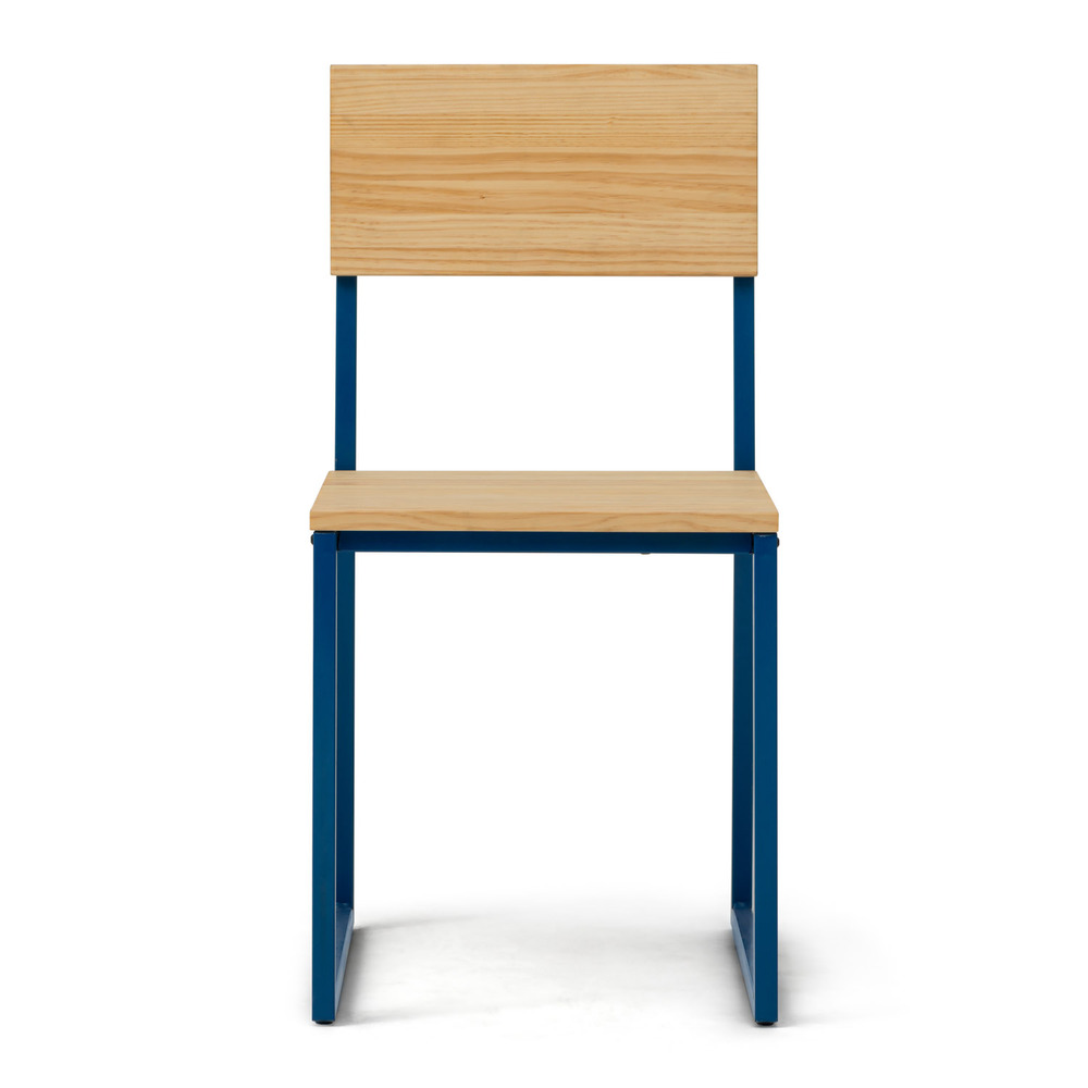 Silla Desmontable Oxford ECO Azul con Madera de Pino Natural Marca Box Furniture