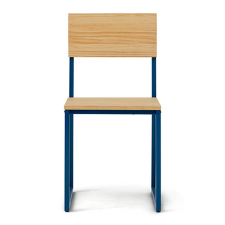 Silla Desmontable Oxford ECO Azul con Madera de Pino Natural Marca Box Furniture