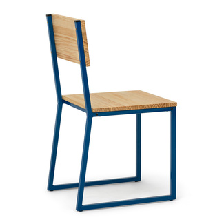 Silla Desmontable Oxford ECO Azul con Madera de Pino Natural Marca Box Furniture