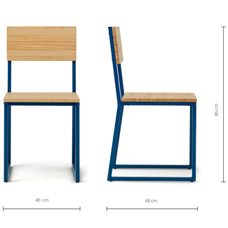 Silla Desmontable Oxford ECO Azul con Madera de Pino Natural Marca Box Furniture