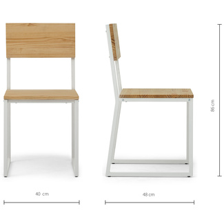 Silla Desmontable Oxford ECO Blanco con Madera de Pino Natural Marca Box Furniture