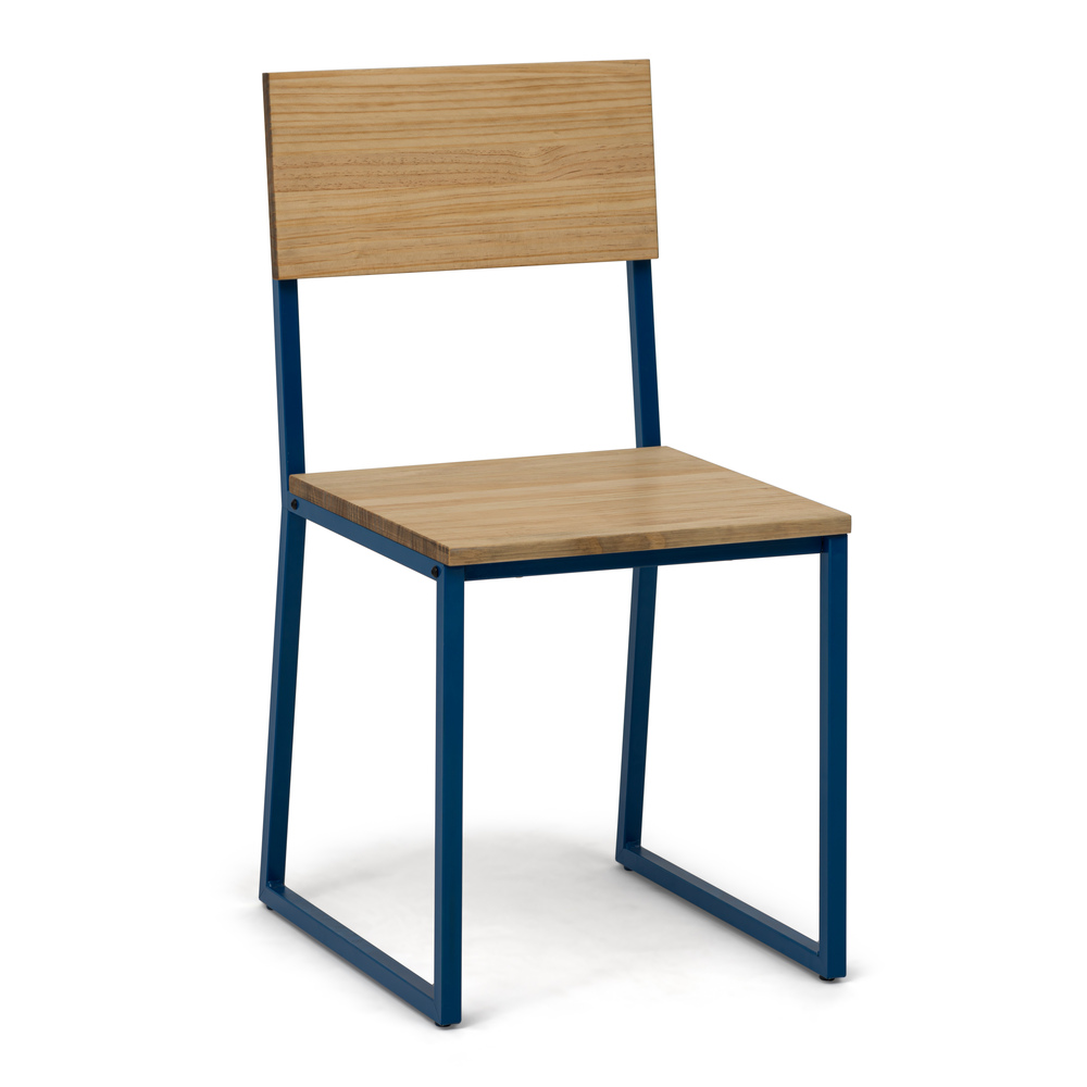 Silla Oxford Desmontable Industrial ECO Azul de Pino Efecto Vintage Marca Box Furniture
