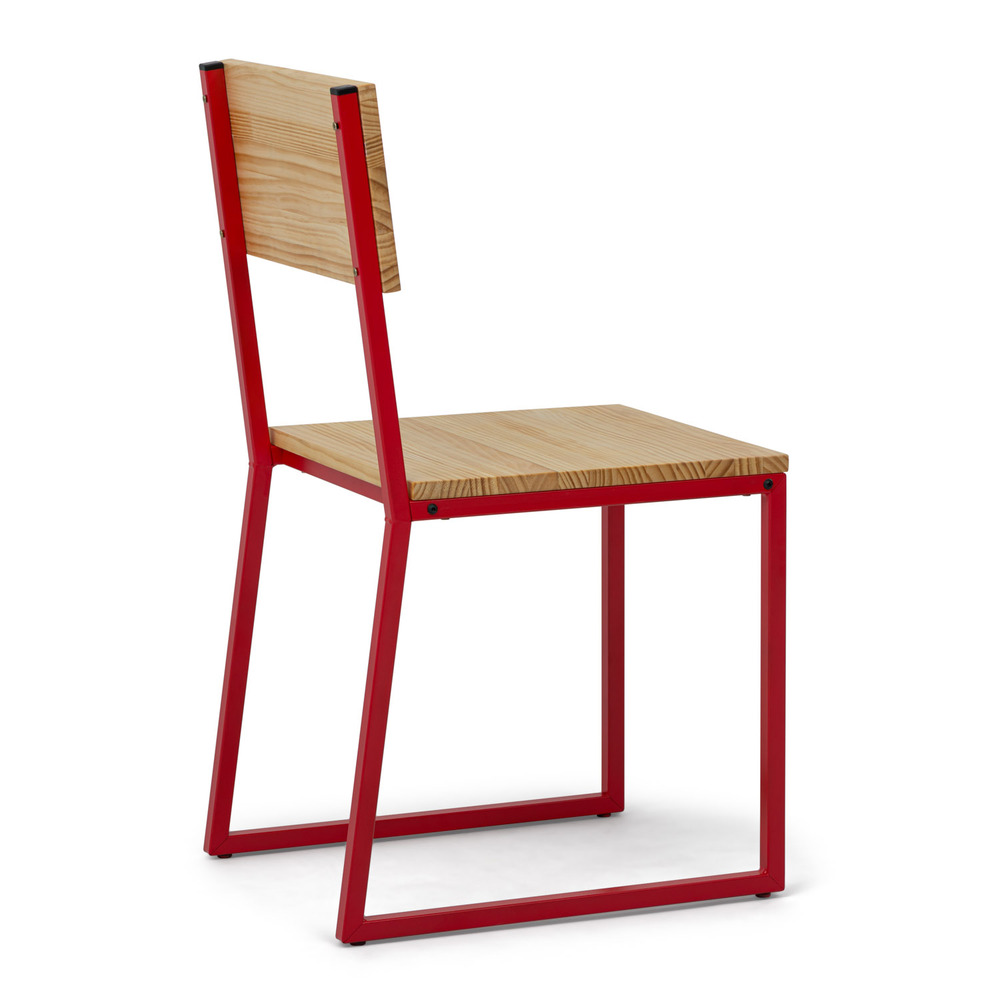 Silla Desmontable Oxford ECO Rojo con Madera de Pino Natural Marca Box Furniture