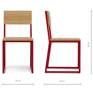 Silla Desmontable Oxford ECO Rojo con Madera de Pino Natural Marca Box Furniture