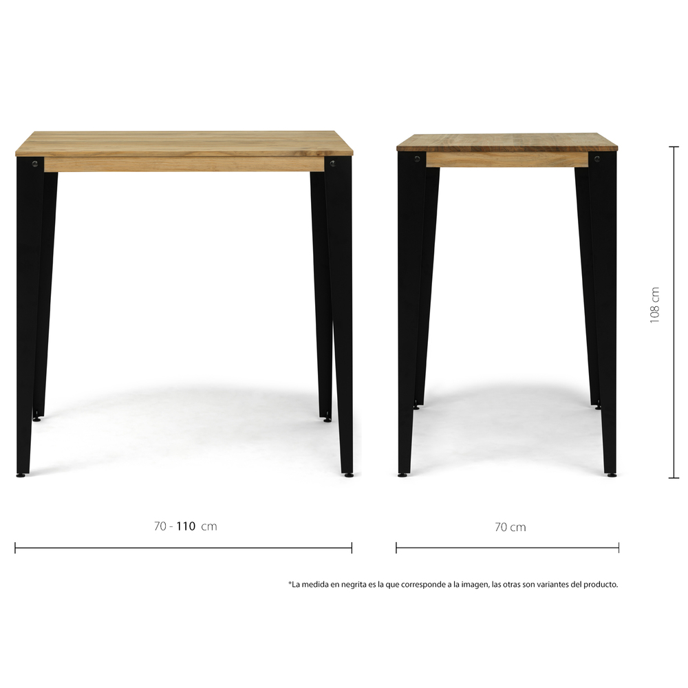 Mesa Alta Industrial Lunds ECO Negra en Madera de Pino Efecto Vintage Box Furniture