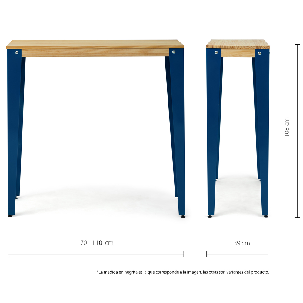 Mesa Alta Industrial Lunds ECO Azul en Madera de Pino Natural Box Furniture