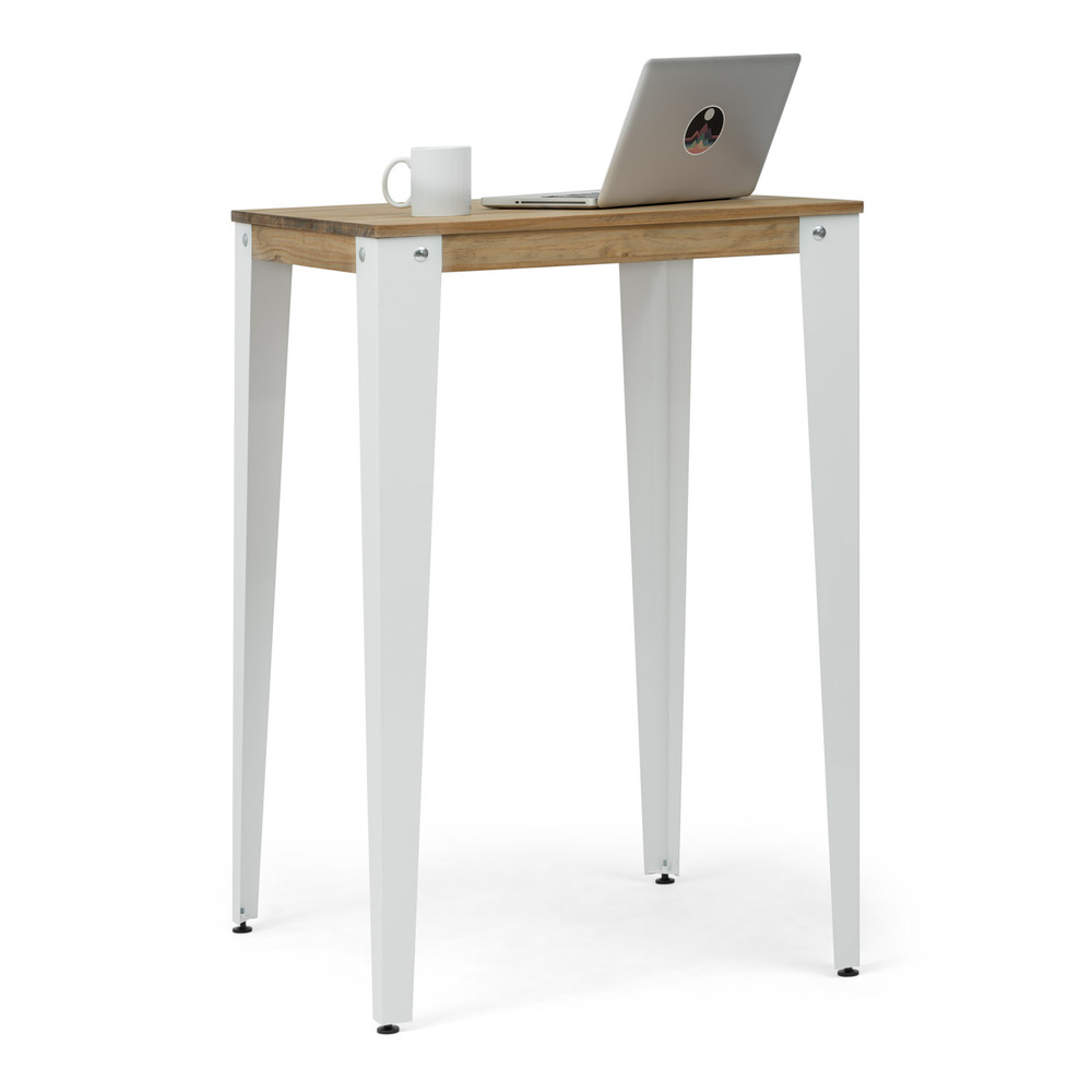 Mesa Alta Industrial Lunds ECO Blanca en Madera de Pino Efecto Vintage Box Furniture 